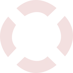 A pink life preserver with four circles around it on a white background.